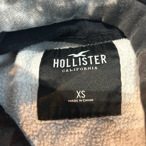 Hollister Gray Tie Dye Hoodie Sz XS Spell Out Logo Kangaroo Pocket Cozy Y2K Vtg - Picture 5 of 7